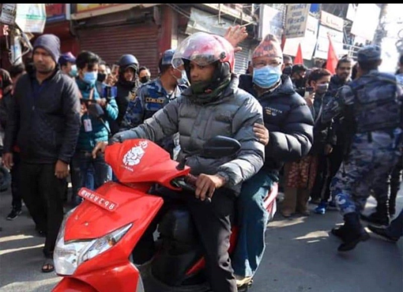 After Madhav Nepal reached Koteshwar on a scooter to strike