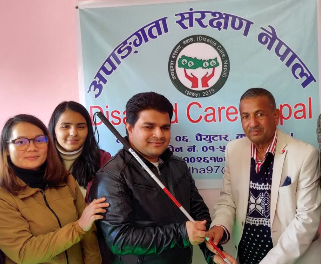 Bank of Kathmandu provides white cane to Disability Protection Nepal