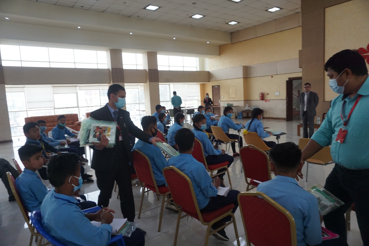 Providing financial knowledge to students under financial literacy program by Prabhu Bank