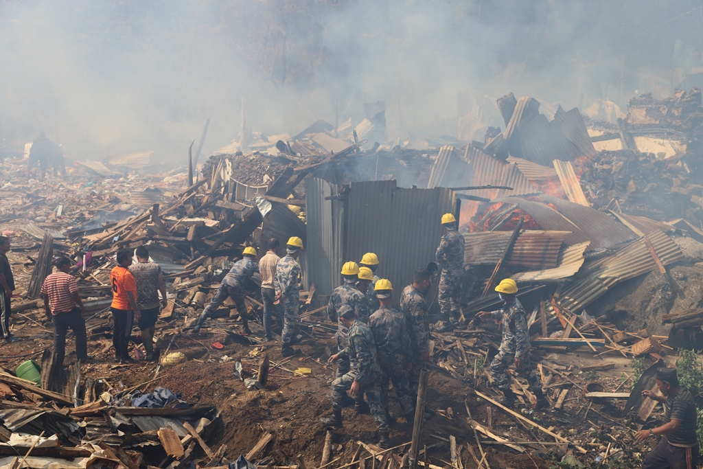 Fire destroyed 49 houses and displaced 55 households