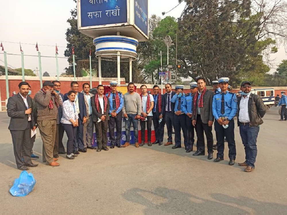 Traffic light connection at Lainchaur and Police Training Center Chowk with the support of Machhapuchhre Bank