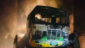 The bus was destroyed by fire