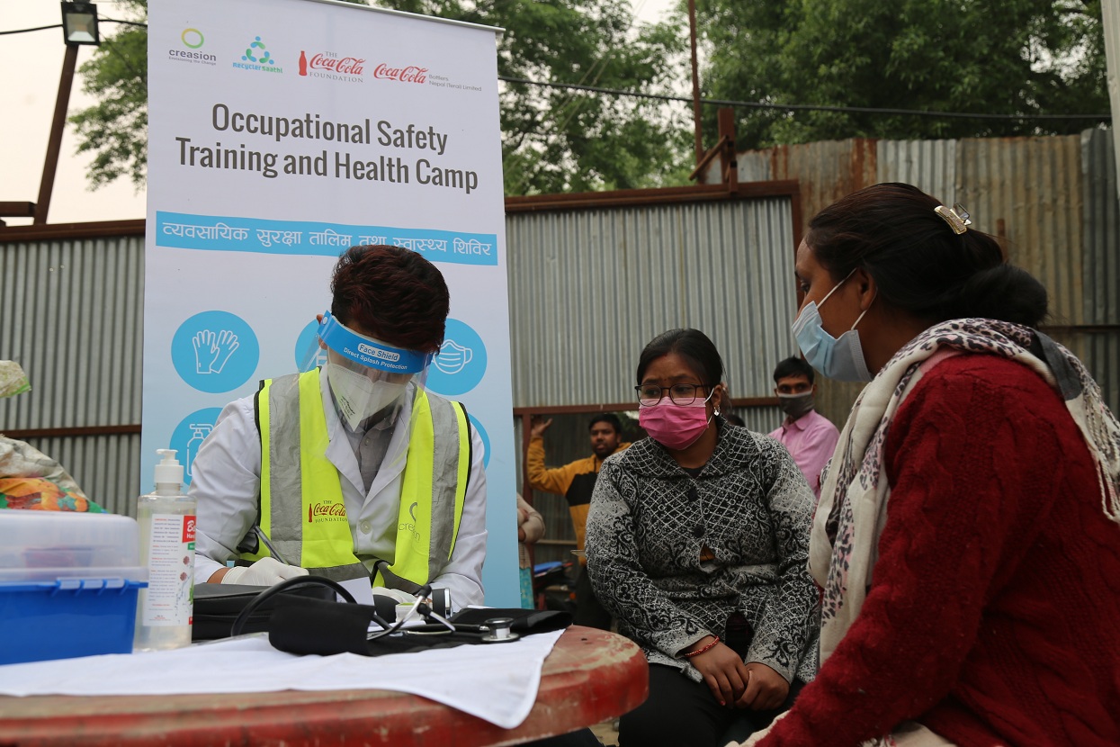 Safety training and health camp organized by Creation and Coca-Cola