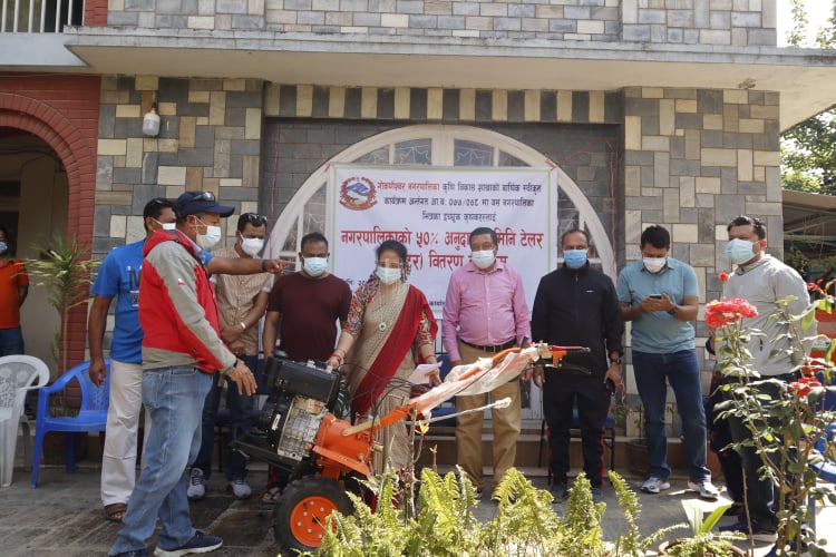 Hand tractor to farmers of Gokarneshwor