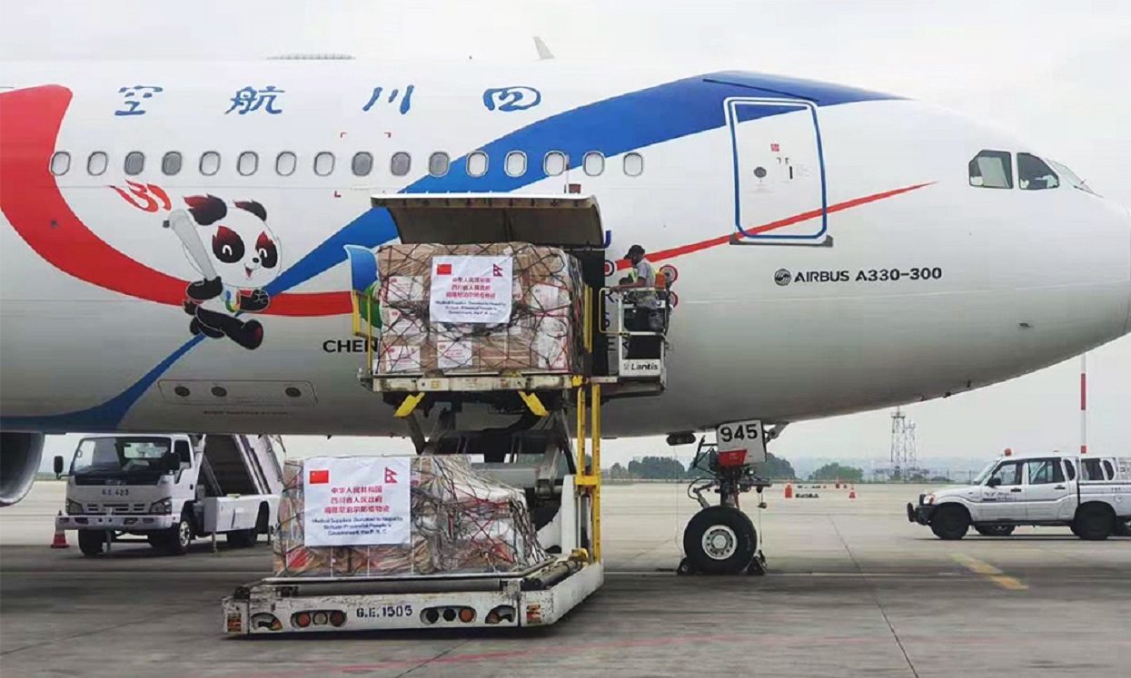 Health supplies sent from China’s Sichuan Province have arrived in Kathmandu
