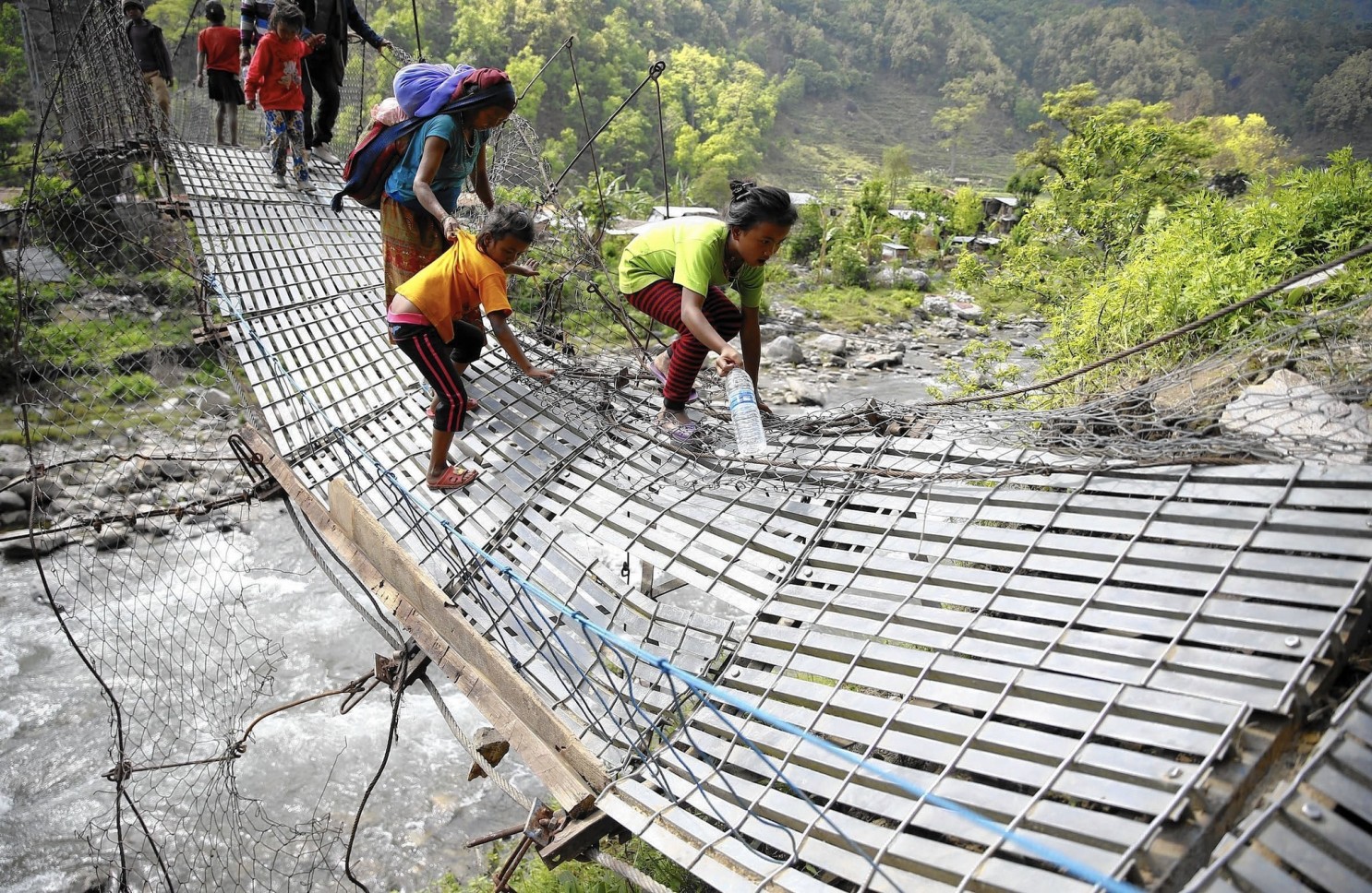 Bridge at risk due to rising water level in the river