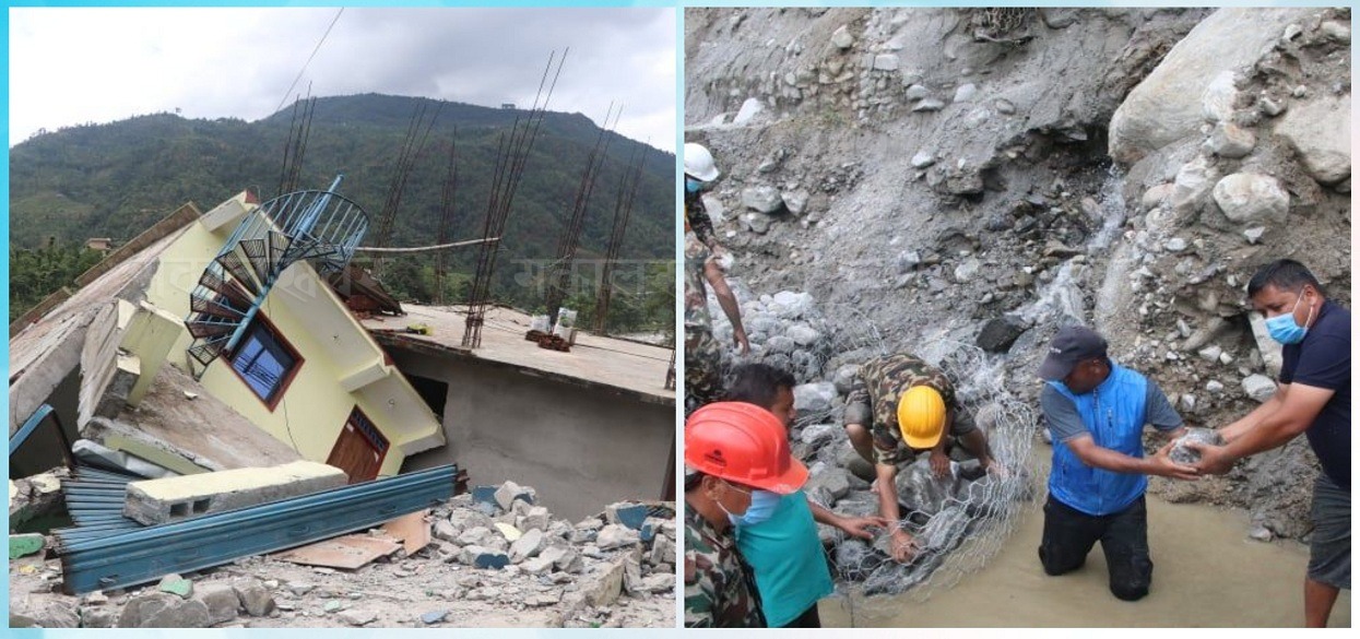 Transporting problems in flood-affected areas of Sindhupalchowk