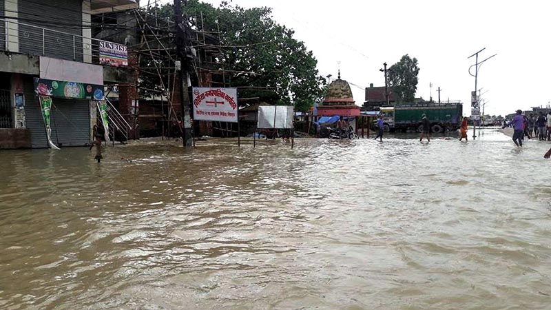 Flood damages houses, inundates settlements in Mahottari