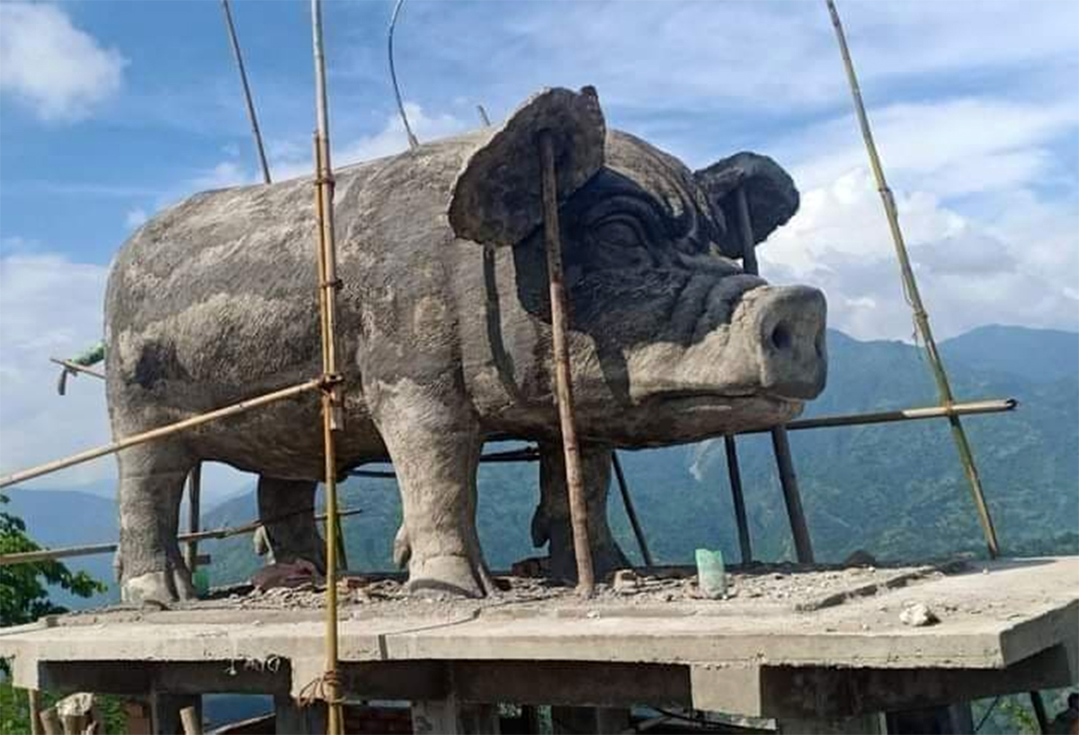 A pig statue built at a cost of Rs 6 million