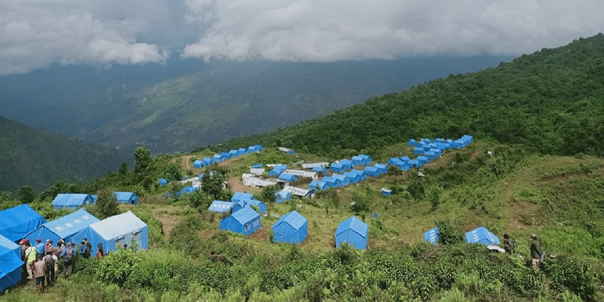 One year later, the displaced people moved from tents to temporary houses