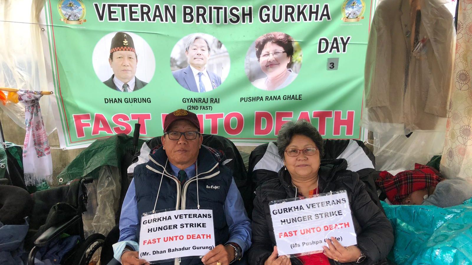 Defence secretary ‘happy to meet with any Gurkha’ as hunger strike from veterans opposite Downing Street enters seventh day