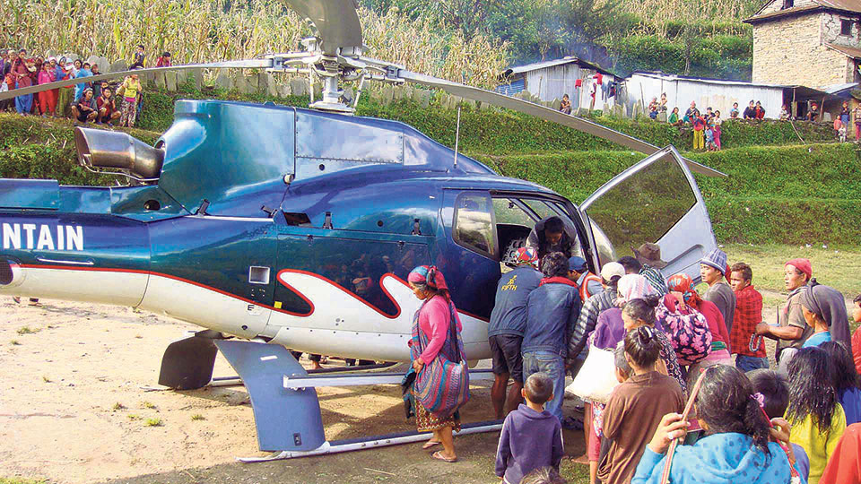 People in Khotang are forced to charter helicopters