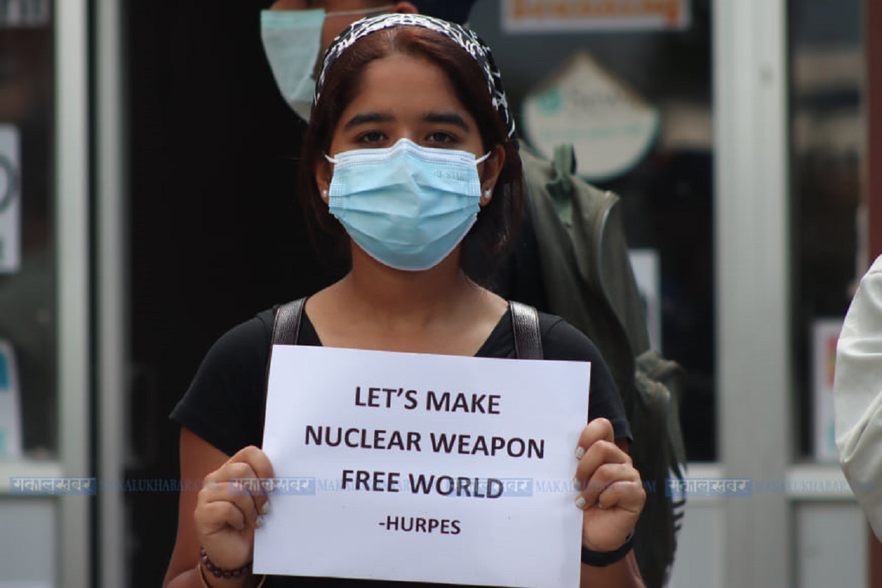 Peaceful demonstration at Maitighar demanding ratification of the Non-Proliferation Treaty [Photos]