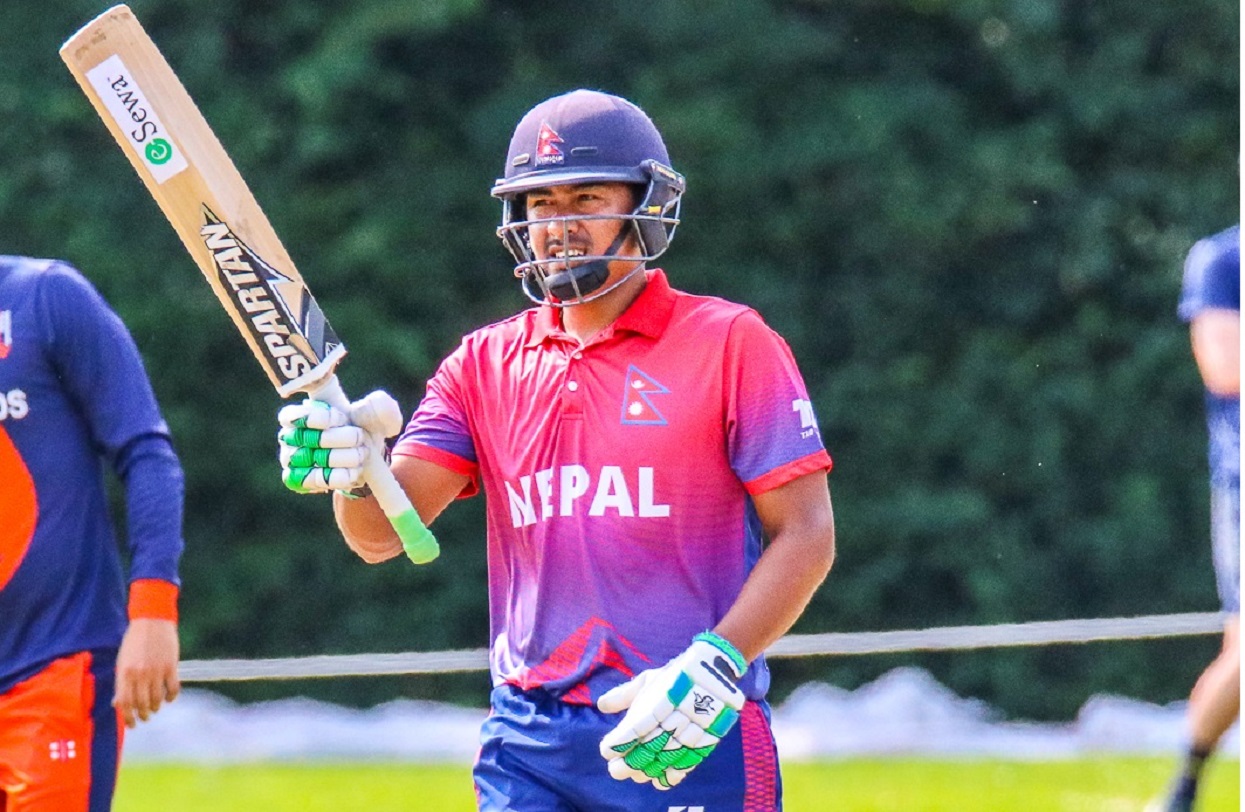 Captain Gyanendra Malla is out for the third wicket