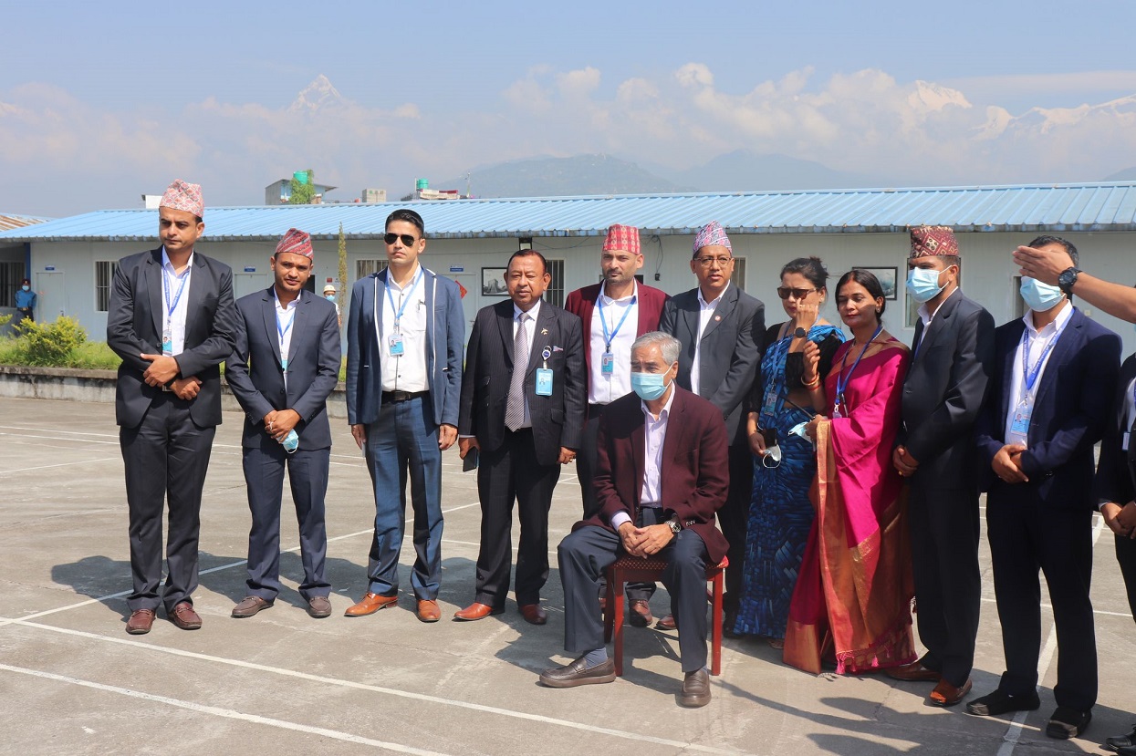 Helicopter landed at Pokhara Airport which was under construction, inspected by Prime Minister Deuba