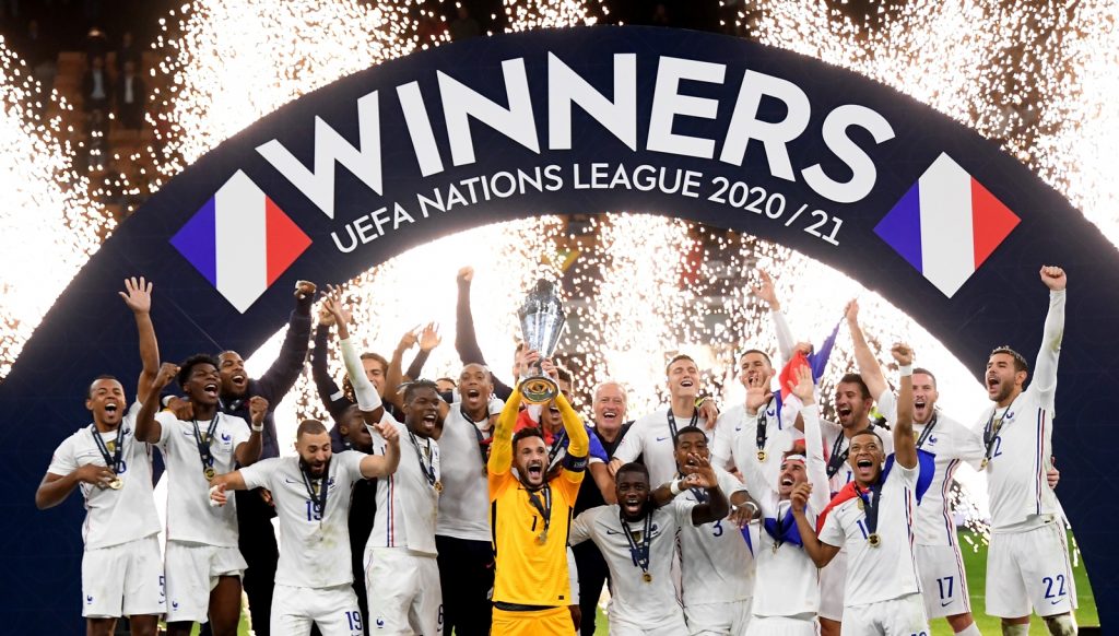 French Nations League champions defeating Spain