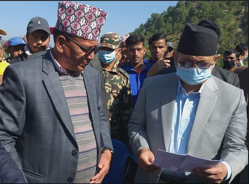 Acting PM Khand observes inundated areas in Baitadi