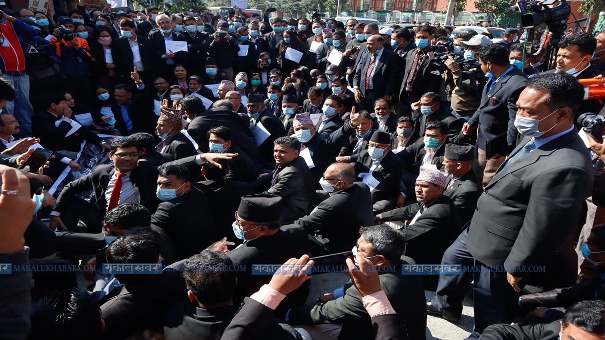 Lawyers even today staged a protest within the SC premises