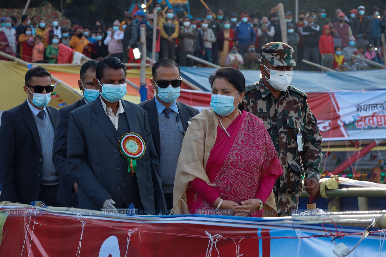 President at Gaurighat and Kamalpokhari for Chhath observation [Photos]