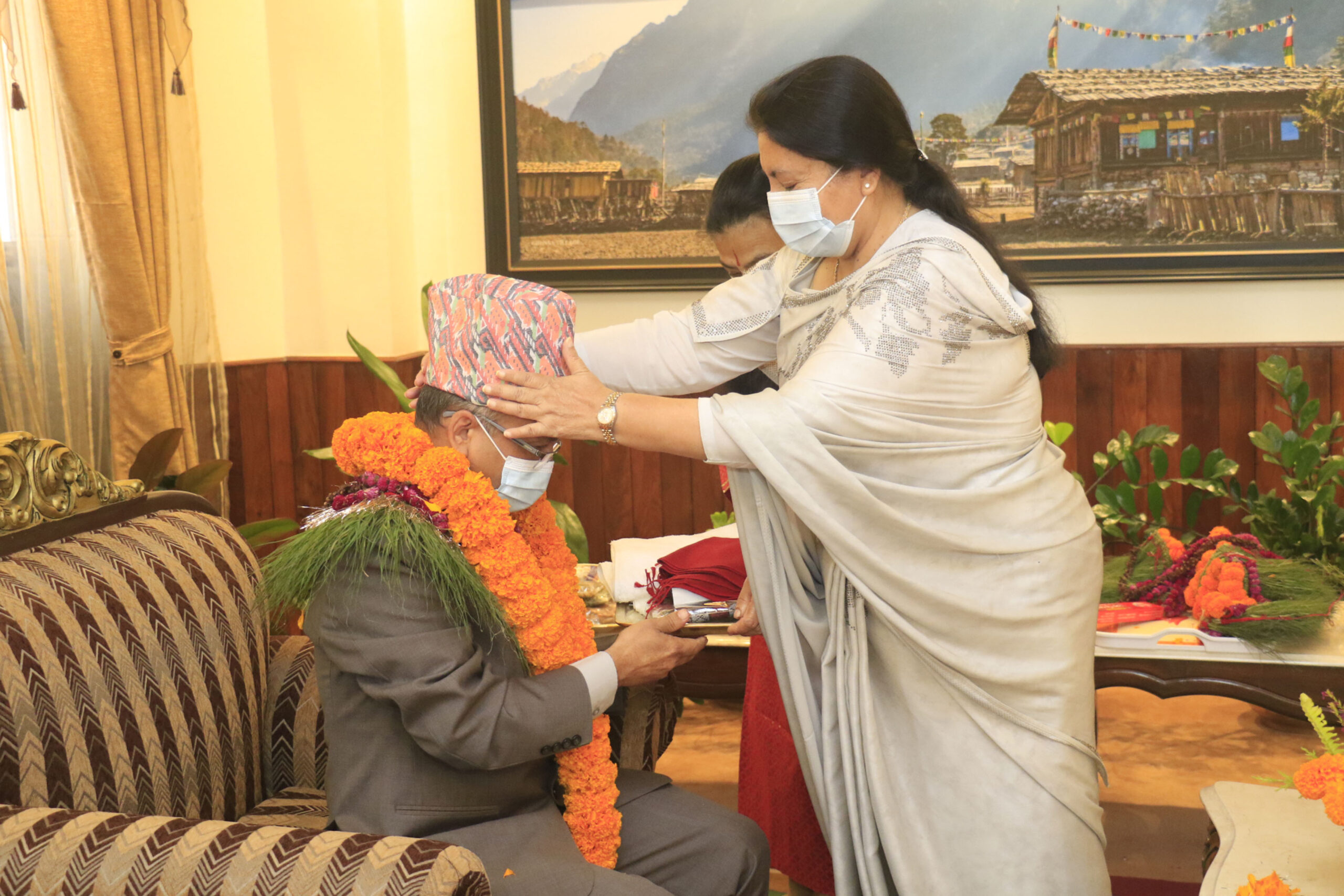 President Bhandari offers Bhai Tika [Photos]