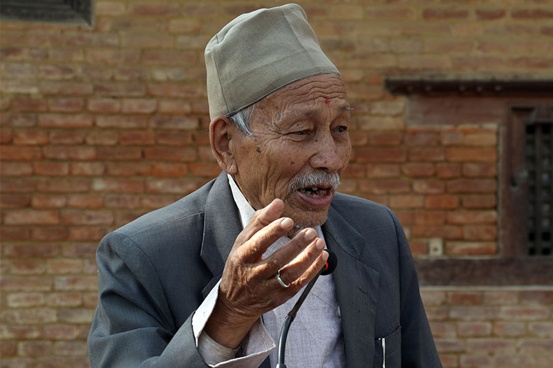 Culture expert Joshi for archaeological garden in open space of Patan Durbar