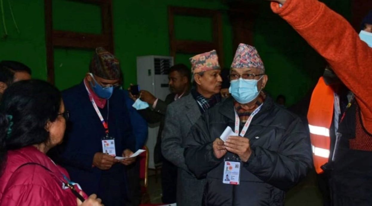 Voting for UML office bearers continues, Oli and Rawal appear together