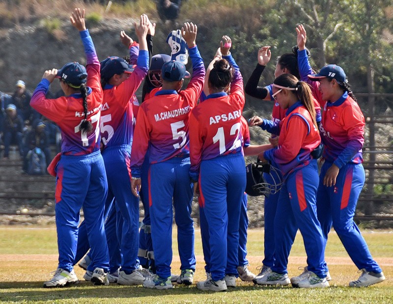 Nepali women’s cricket team playing the first T-20 series