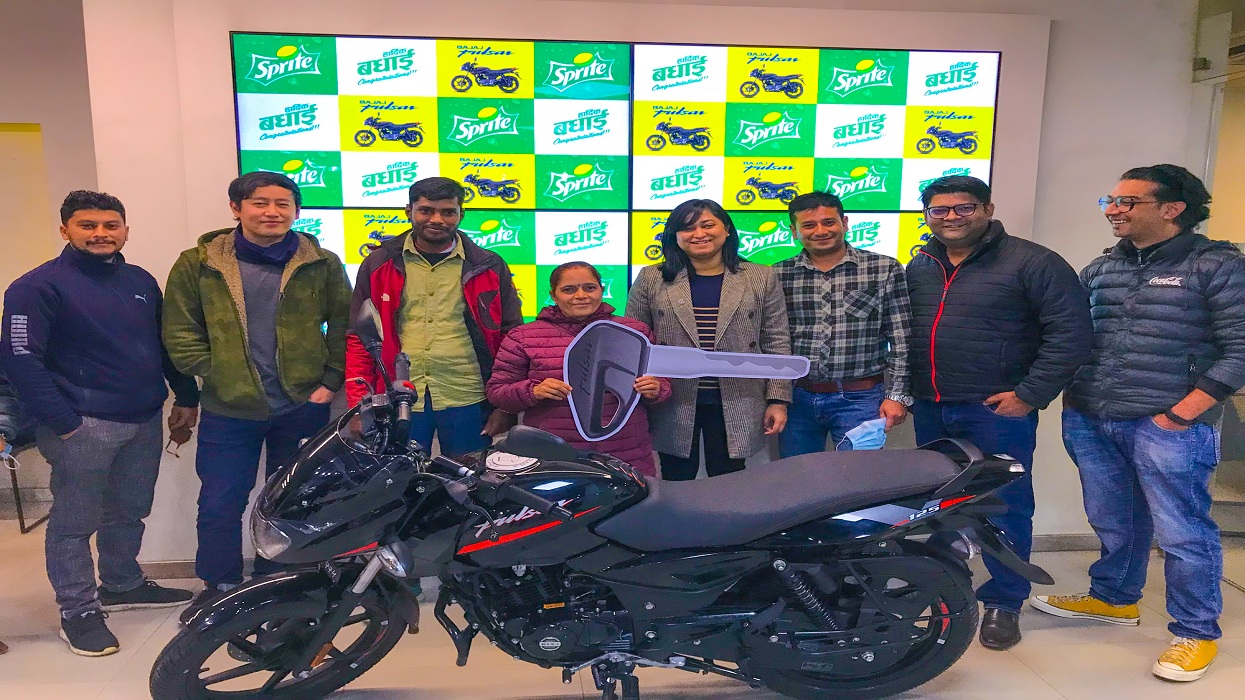 Sprite handed over Bajaj Pulsar to four winners