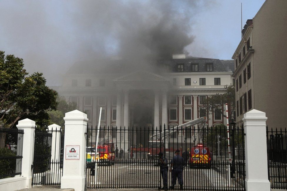 South African parliament building fire partly contained