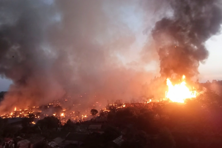 Bangladesh Rohingya refugee camp fire leaves thousands homeless