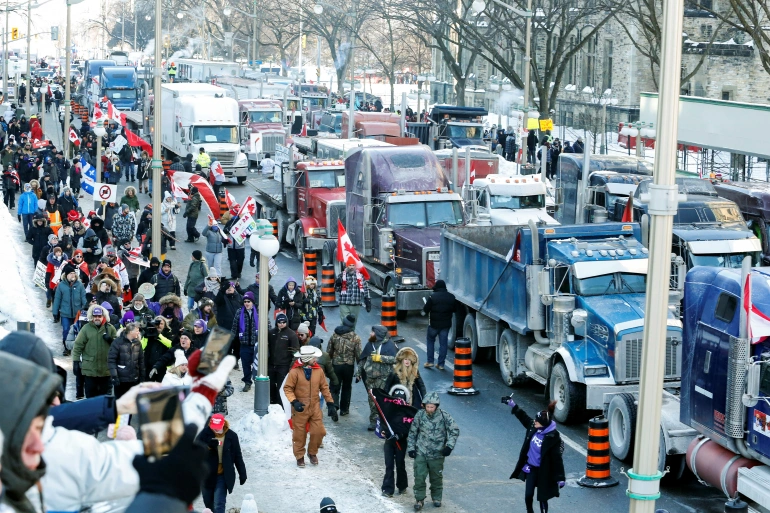 Truckers protest in Ottawa against Canada’s vaccine mandate