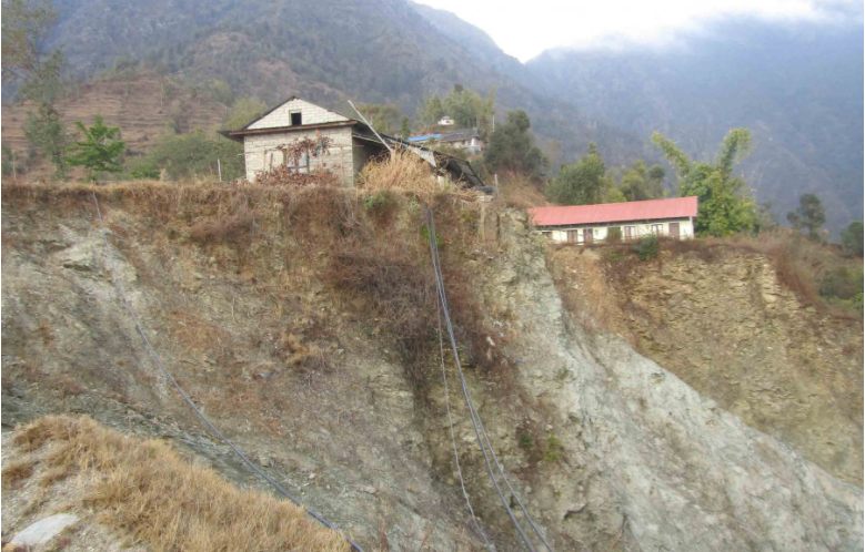 A Ramechhap settlement at risk of landslides