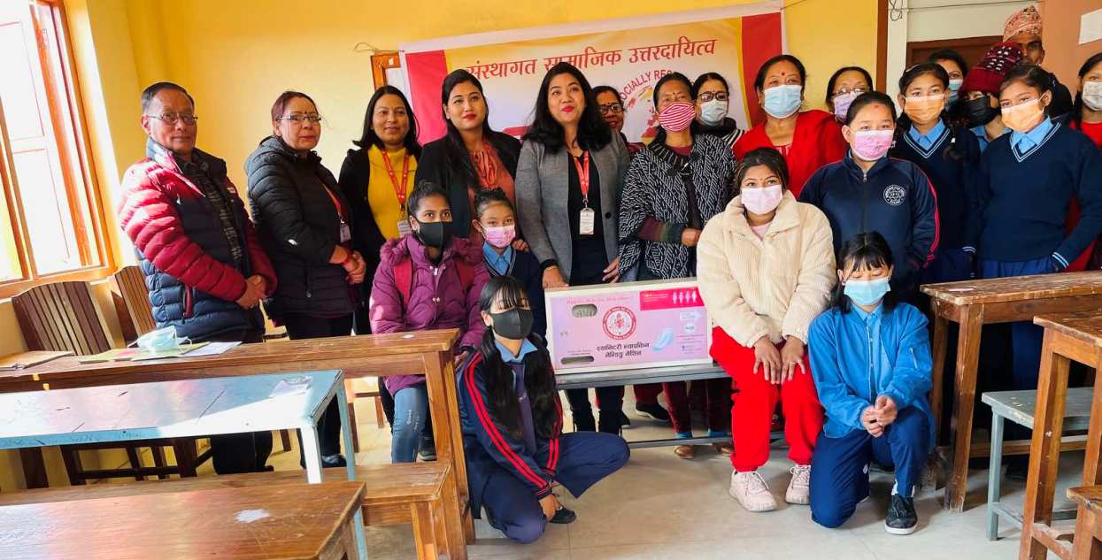 Mahalaxmi Bank provided sanitary pad and vending machine