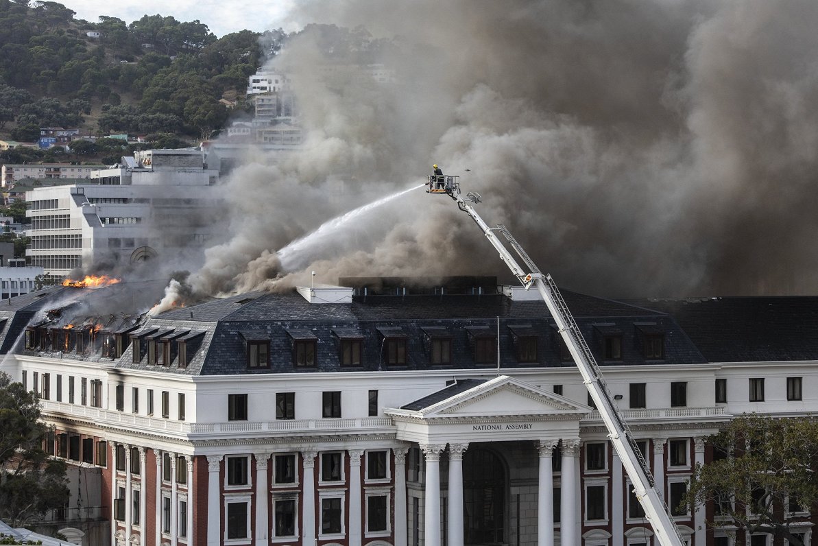 South Africa parliament fire flares up again