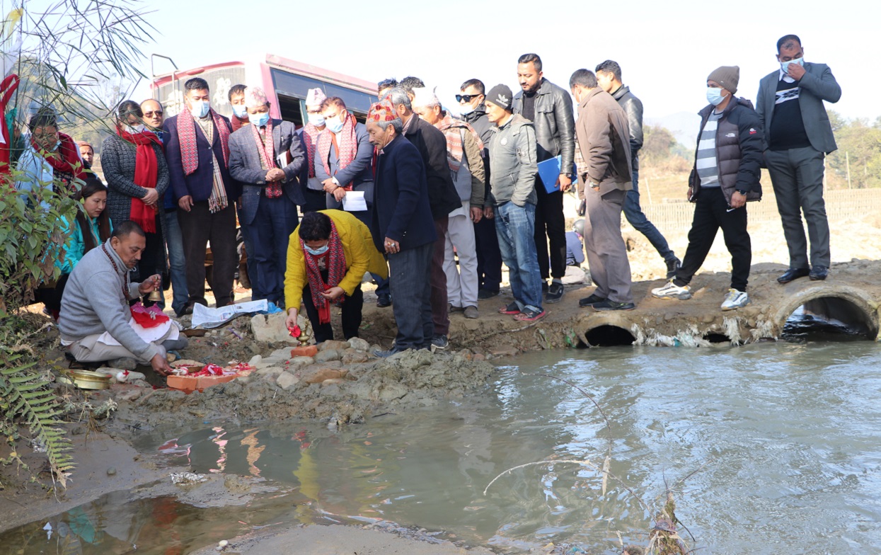 Minister Bhusal lays foundation stone for Khokana Rajkulo Muhan canal