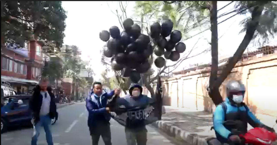 Three arrested for flying black balloons at Singha Durbar premises