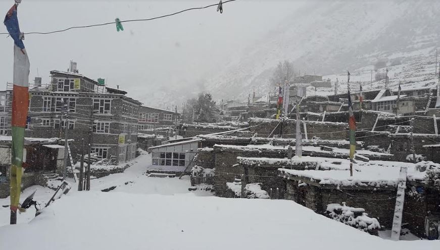 Snowfall affects vaccination campaign in Manang