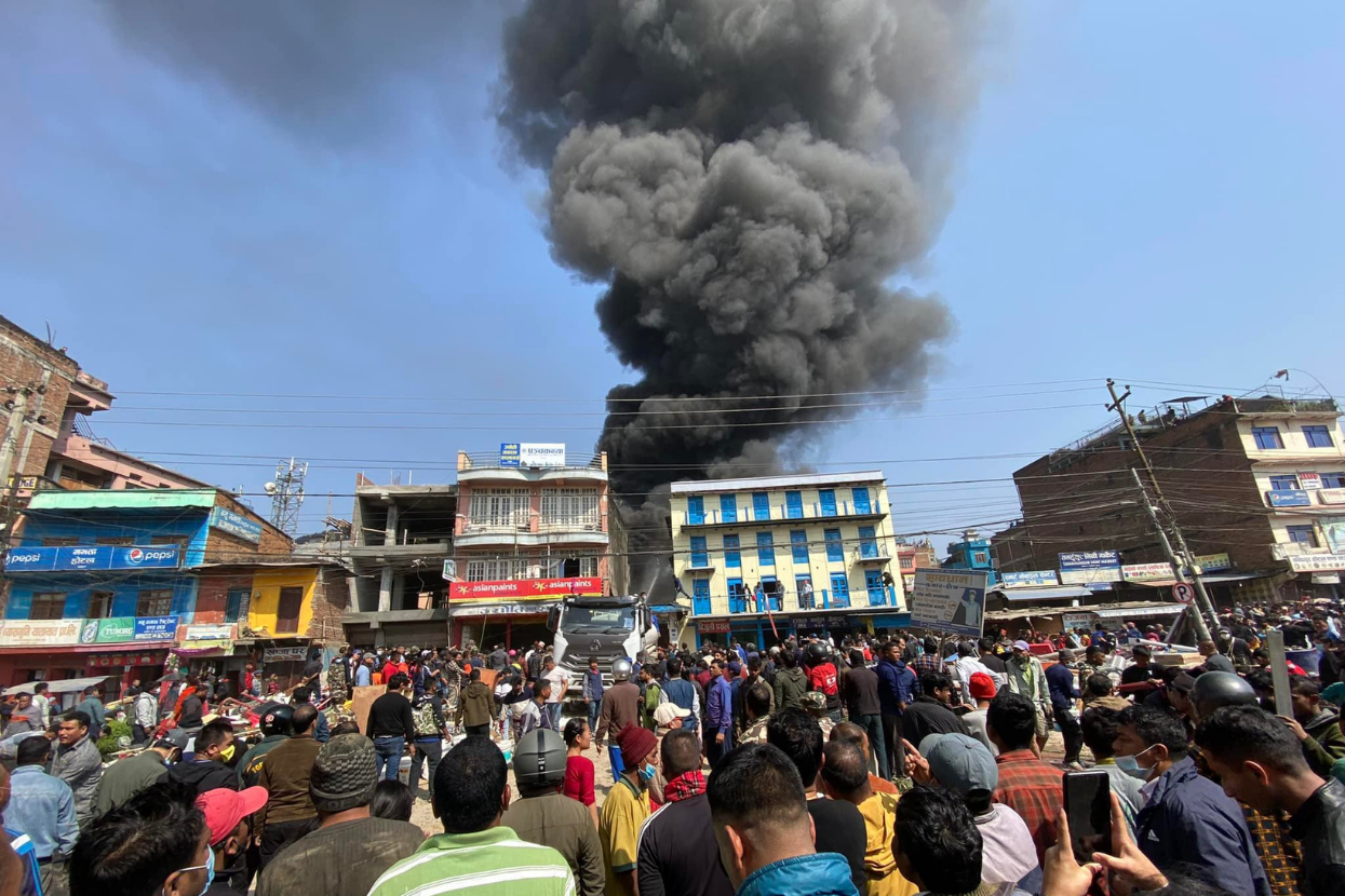 Massive fire broke out in Damauli’s hardware