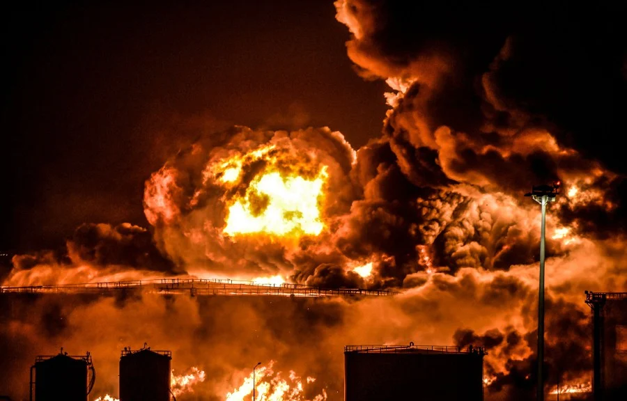 Saudi Aramco storage petroleum facility hit by Houthi attack, causing fire (with photos)