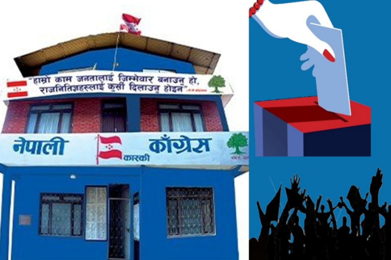 Pokhara: Congress office bearers detained at party office