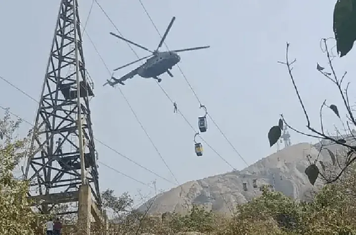 Jharkhand ropeway accident: 42 hours on, 5 still stuck mid-air; helicopter rescue continues