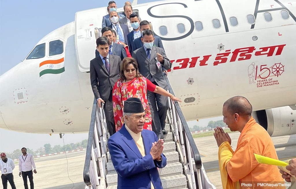 PM Deuba reaches Varanasi; CM Adityanath welcomes