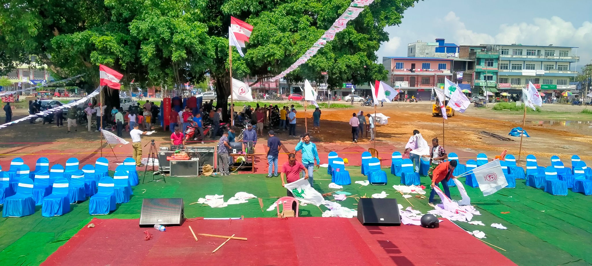 Inundated Bharatpur alliance election assembly stage ready in 3 hours