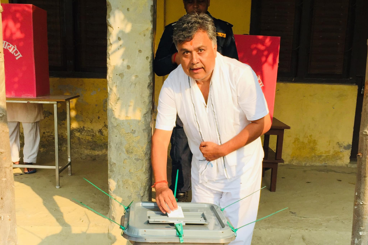 Mayoral candidate Girish Giri cast his vote