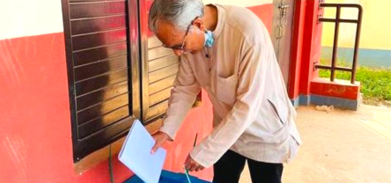 Former PM Dr. Bhattarai casts his vote in Gorkha