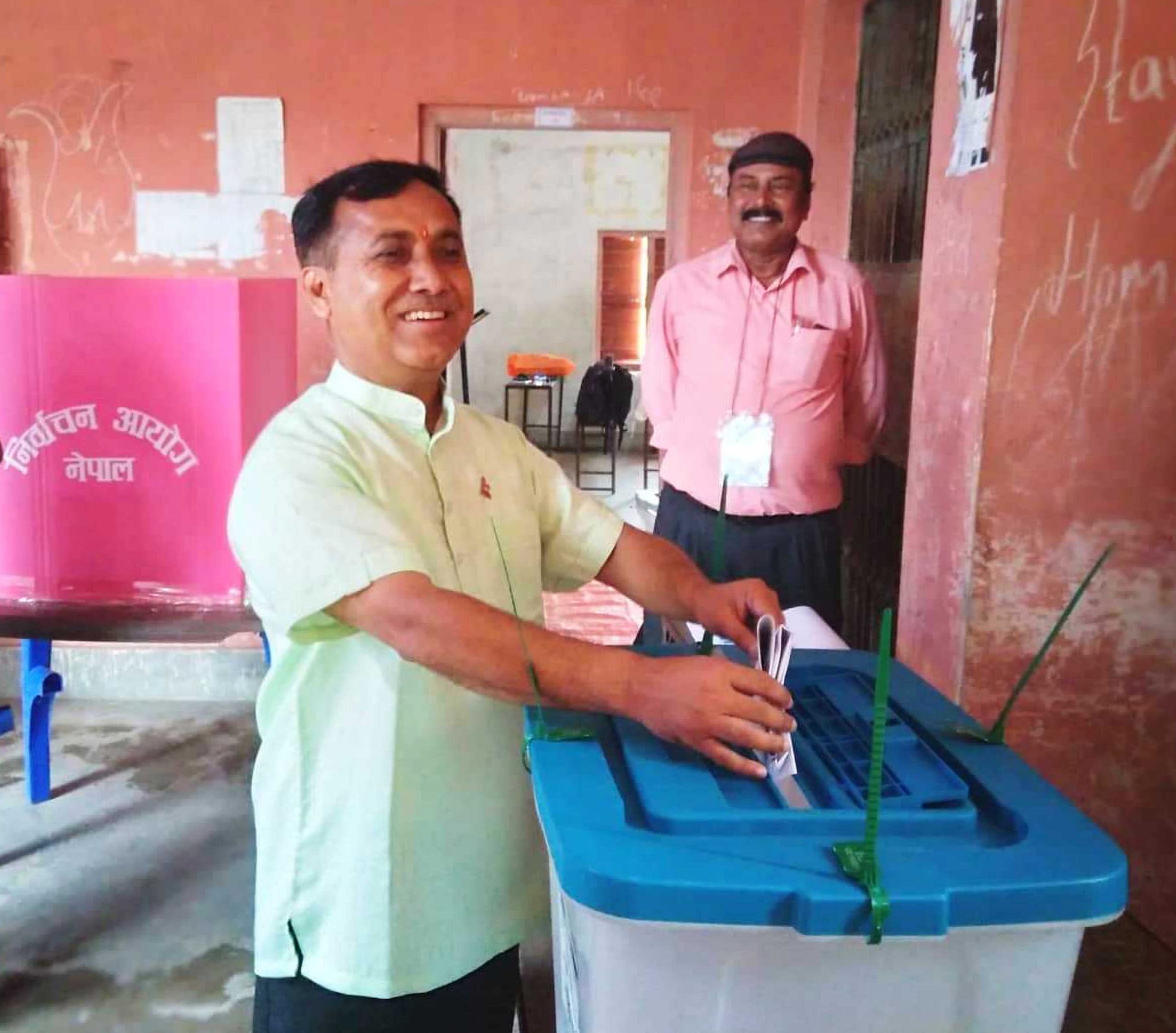 NC general secretary Sharma votes in local elections from Mechinagar