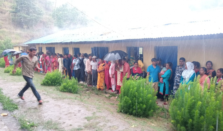 Voters disperse after rains in Dadeldhura, Ballot boxes placed in school room