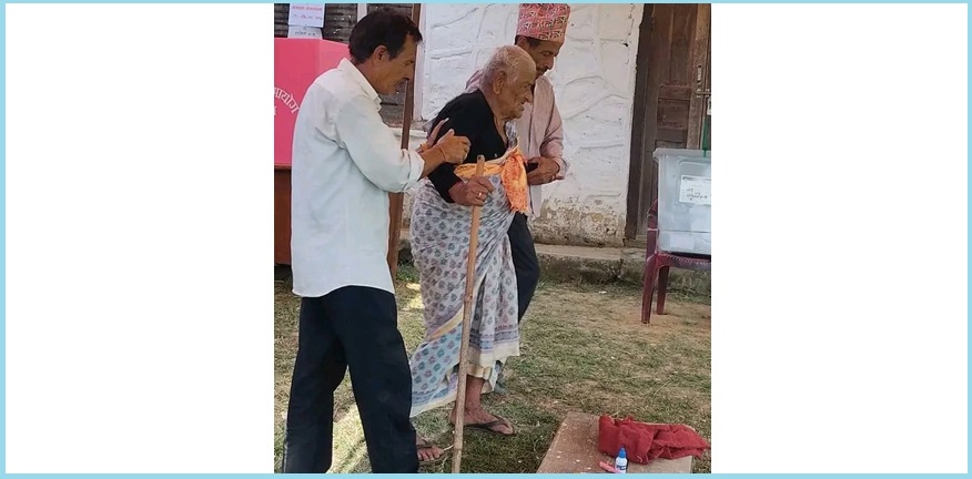 113 year old woman votes from Tanahun