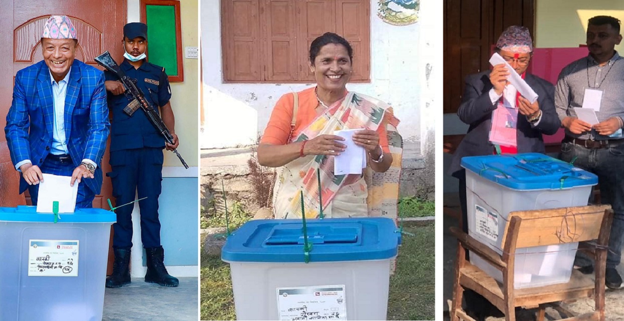 Candidates for mayor & deputy mayor of Pokhara cast their votes