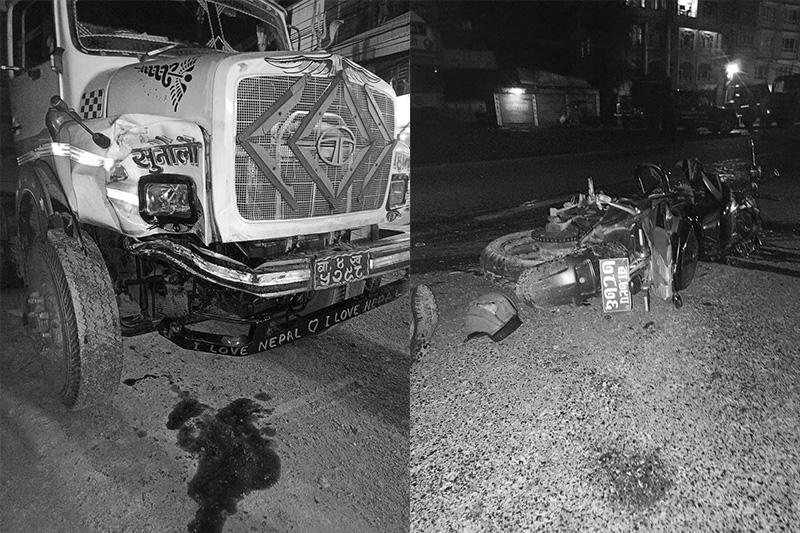 Two killed when motorcycle collides with tipper in Suryabinayak